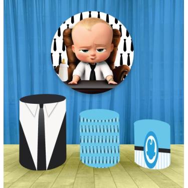 Imagem de Painel Redondo 1,50m E Trio Capa De Cilindro Poderoso Chefinho Mod1 - 