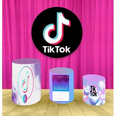 Imagem de Painel Redondo 1,50m E Trio Capa De Cilindro tik tok  1 - Fantasia Brá