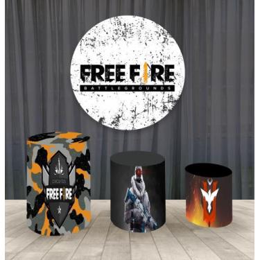 Imagem de Painel Redondo 1,50m E Trio Capa De Cilindro Free Fire Mod.6 - Fantasi