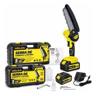 Imagem de Mini Motosserra Elétrica Compacta Bateria 48V Para Jardim Amarelo 48v 