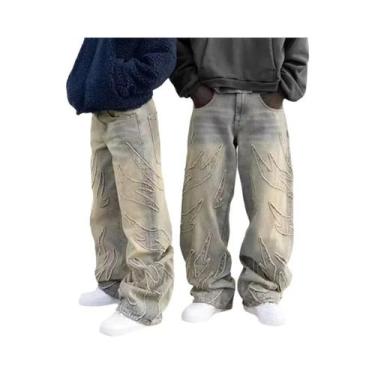 Imagem de Calças Jeans Masculinas Largas Estilo Harajuku Moda Retro Estética Str