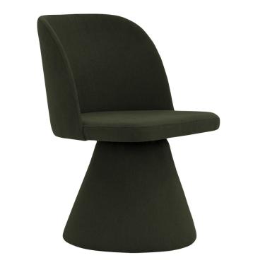 Imagem de Cadeira De Jantar Liz Base Fixa Linho Verde Musgo - Nexta Casa