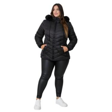 Imagem de Jaqueta Bobojaco Revestida Feminina Com Capuz Plus Size Preto - Sunset