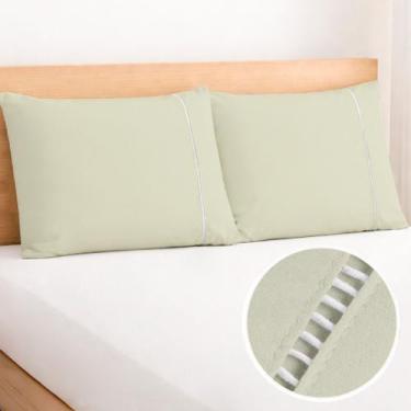 Imagem de Kit 2 Fronhas Ponto Palito 90x50cm Especial Percal 180 Fios 80% Algodã