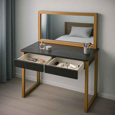 Imagem de Penteadeira Glam Com Duas Gavetas Espelho Organização e Praticidade Ca