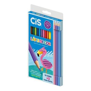 Imagem de Lapis de Cor Sextavado Color Cis  12 Cores + 3 Tons Pastel
