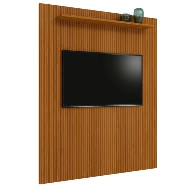Imagem de Painel Para Tv Até 75 Polegadas Ripado Impressão 3D Egeo Com Prateleira 1,80m Cedro EDN