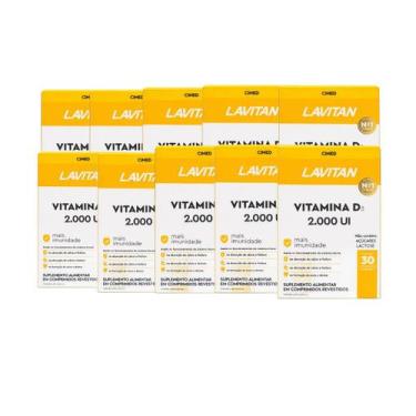 Imagem de Kit 10 Suplemento Lavitan Vitamina D3 2000 UI 30 Comp Cimed Sabor:Sem 
