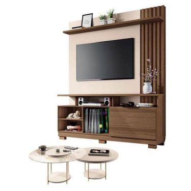 Imagem de Estante Home Theater Artheo Castanho Off White Com Kit Mesa De Centro 