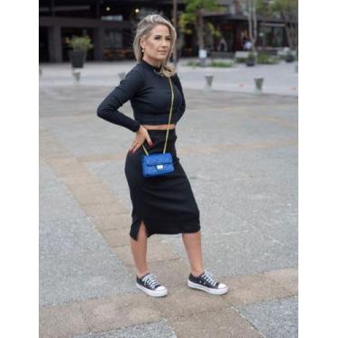 Imagem de Saia Midi Algodão Selena - Closetp, Preto, P