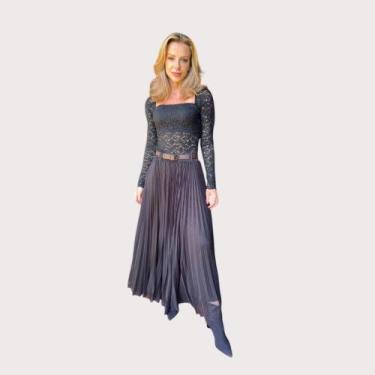 Imagem de Saia Maxi Sly Wear em Tule Plissado, T preto, P