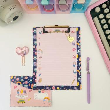 Imagem de Prancheta Estampada A5 + 30 Folhas Pautadas Decoradas Corujinha - BUEN