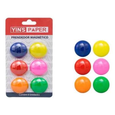 Imagem de Botao magnetico 30mm colorido yins com 6 unidades - YIN'S PAPER