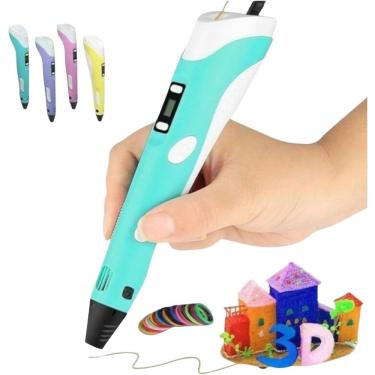 Imagem de Caneta 3D Infantil Profissional com Display LED Digital Kit de Filamentos Coloridos Pre...