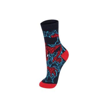 Imagem de Meia Infantil Menino Lupo 02445 Marvel Spider Man, Preto, Vermelho, 30