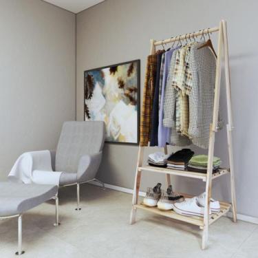 Imagem de Arara Vazada Guarda Roupas Maleável Dobrável Multiambientes - Casa Pre