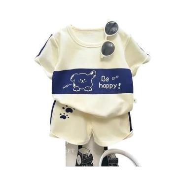 Imagem de Conjunto De Roupa De Verão Listrado Para Crianças Com Camiseta De Mang