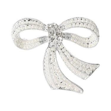 Imagem de Broche De Laço Com Pérolas E Strass Para Mulheres, Acessório De Joias 
