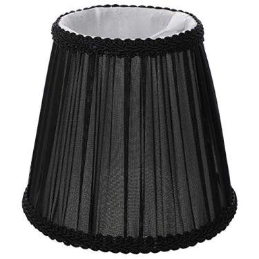 Imagem de Lurrose Capas de abajur de pano, abajur de lâmpada de abajur tecido de barril com cone plissado de harpa para lâmpada de parede de lustre de mesa, preto