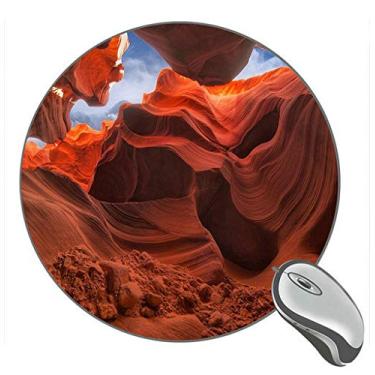 Imagem de Mouse pad de borracha para jogos Antelope Canyon Rocks Stones Sky red redondo EUA Arizona Mouse pad