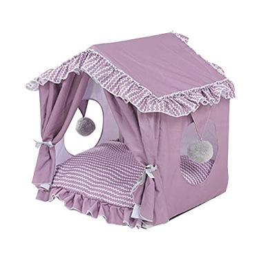 Imagem de jinyi2016SHOP Cães e gatos, almofada para animais de estimação, gaiola para cães, casa de cães, cães, gatos, barraca macia, confortável, dobrável, cama, carregador, barraca portátil e fofo, ninho para animais de estimação, cama para animais (cor: roxo)