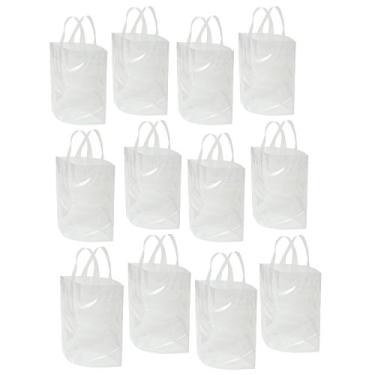 Imagem de Bolsa transparente grinderPUNCH com alça de laço macia, 30,48 cm x 30,48 cm x 15,24 cm de espessura, plástico, compras, lancheira, estádio, sacola, Clear (12 Count), 12 Count