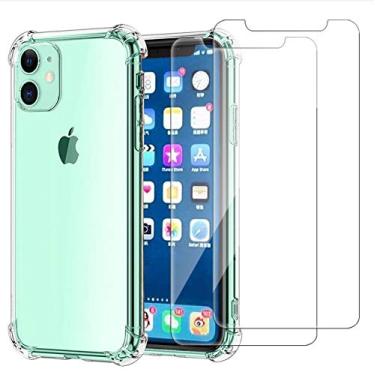 Imagem de Capa transparente Cavie Brands para iPhone 11 com 2 protetores de tela, proteção máxima contra absorção de choque, capa transparente para iPhone 11, compatível com Apple iPhone 11