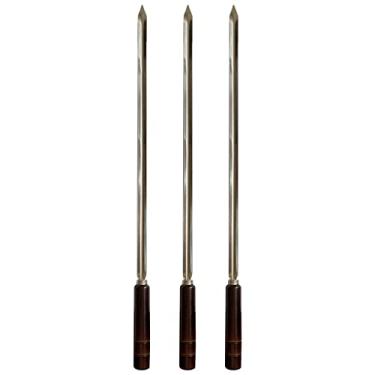 Imagem de Kit 3 Espetos Artesanais simples Inox P/Churrasco