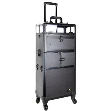 Imagem de Maleta Maquiagem Profissional Alumínio ABS 3 em 1 Pelegrin PEL-M1021 Preta