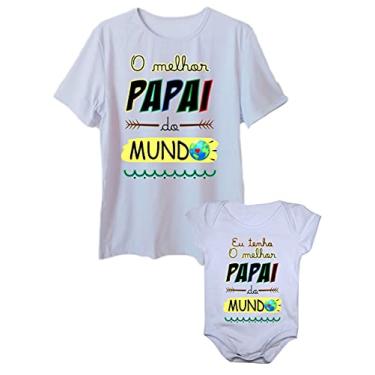 Imagem de Camiseta Melhor Papai Do Mundo E Body De Bebê Unissex Tal pai Tal filho (Branco, adulto P - body M)