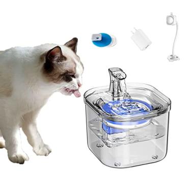 Imagem de Fonte de água de gato, dispensador de água para cães com sensor inteligente, fonte de tigela de animal de estimação automática silenciosa 2L com kit de torneira para cães gatos, detecção inteligente