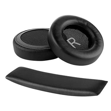 Imagem de Geekria QuickFit Protein Leather Earpad de substituição para AKG K845BT, K845, K545, almofada de fone de ouvido e faixa de cabeça acolchoada/almofada de orelha + faixa de cabeça para almofada/reparo de peças terno (preto)