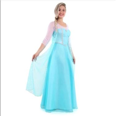 Imagem de Fantasia Elsa Frozen Vestido com Capa Adulto - Disney PP