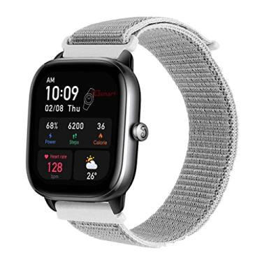 Imagem de Pulseira de Nylon marca 123smart compativel com GTS4 A2168 / GTS 4 Mini A2176 / GTS 1 A1914 / GTS 2 A1969 / GTS 2 Mini A2018 / GTS 3 A2035 - Branco com Cinza