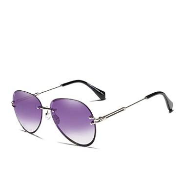 Imagem de Óculos de sol de moda vintage óculos de sol feminino sem aro lente gradiente designer óculos de sol feminino, 5, tamanho único
