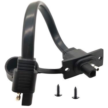 Imagem de Cabo de extensão SAE 12 AWG da AYECEHI, SAE para SAE Solar à prova de intempéries soquete porta lateral, cabo SAE de conexão rápida painel de montagem universal alinhável [macho para macho]
