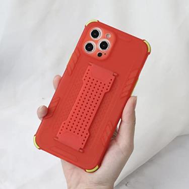 Imagem de Capa de telefone com pulseira para iPhone 12 11 Pro X XR XS Max 6 6s 8 7 Plus SE 2020 Capa traseira com alça de pulso de silicone macio, vermelho, para iPhone 12