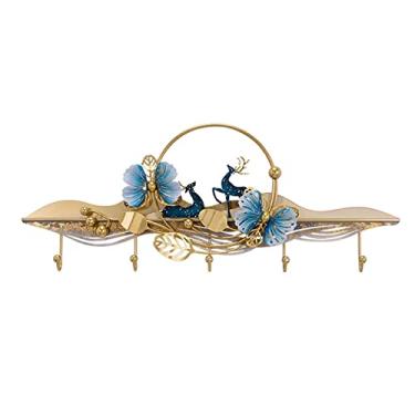 Imagem de KIZQYN Ganchos de casaco Light Luxury Cabide montado na parede, ganchos criativos para cabideiros de parede, ganchos de parede de entrada de metal para sala de estar e quarto rack de casaco montado na parede (tamanho: CH)