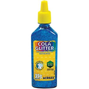 Imagem de Cola com Glitter, Acrilex 029120204, Azul, 35 g, Pacote de 12