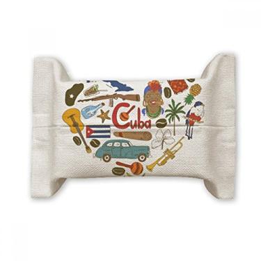 Imagem de Cuba Love Heart Landscap Capa de papel para lenços faciais Bandeira nacional Bolsa de linho de algodão