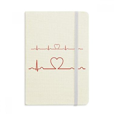 Imagem de Caderno com estampa de coração de eletrocardiograma, capa dura de tecido, diário clássico
