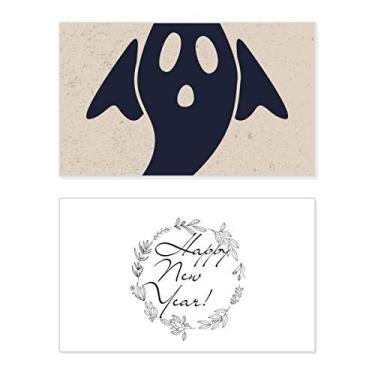 Imagem de Um cartão de felicitações de Halloween fantasma Ano Novo com asas mensagem de abençoe presente