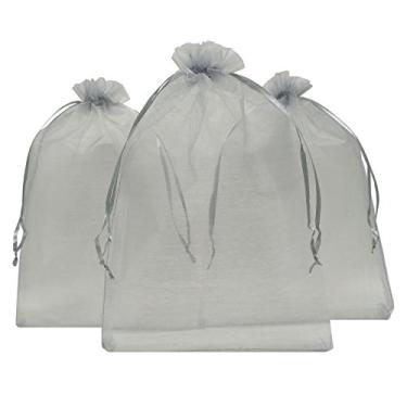 Imagem de Ankirol Bolsas de Organza Transparente Favor 15 x 20 cm para Casamento Chá de Bebê 100 peças Sacos de Presente Amostras Bolsas de Cordão para Exibição, Cinza, 4x6
