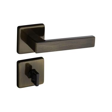 Imagem de Fechadura 409 Roseta Quadrada Máquina 55 Bronze Oxidado Para Banheiro Pado