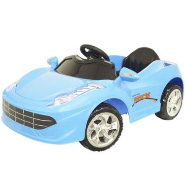 Imagem de Mini Carro Elétrico Infantil Criança 6V Com Controle Remoto Azul Brinq