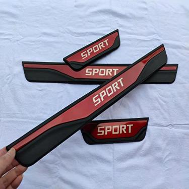 Imagem de GZBFTDH Proteção de Peitoril Soleira da Porta, para Ford Focus Escape Fiesta Acessórios, Aço Inoxidável Kick Plate Guard de Pedal de Limiar Protetor, Peças para Automóveis