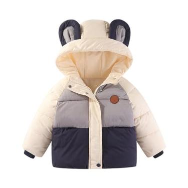 Imagem de Casaco acolchoado para bebês meninos e meninas com orelhas de urso fofo com bolsos, Azul, 18-24 Meses
