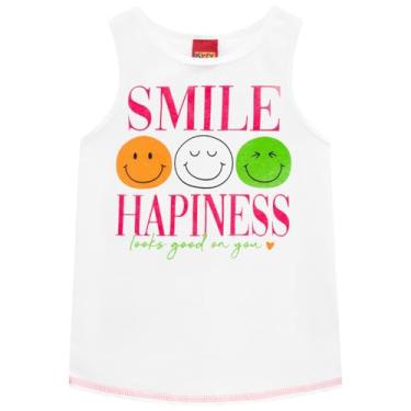 Imagem de Camiseta Regata Infantil KYLY Menina Smile Blusa Tam 10 a 18 Cor:Branco;Tamanho:14