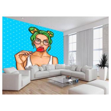 Imagem de Papel De Parede 3D Arte Rosto Mulher Colorido 3,5M Tra147