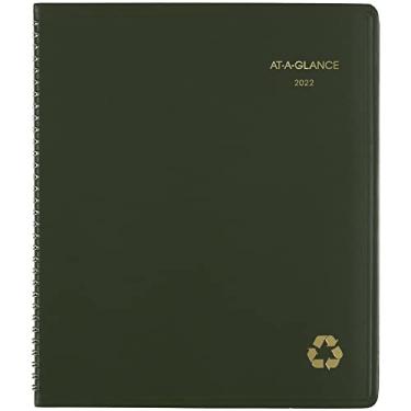 Imagem de Agenda mensal 2022 da AT-A-GLANCE, 23 cm x 28 cm, grande, 13 meses, reciclada, verde (70260G60)
